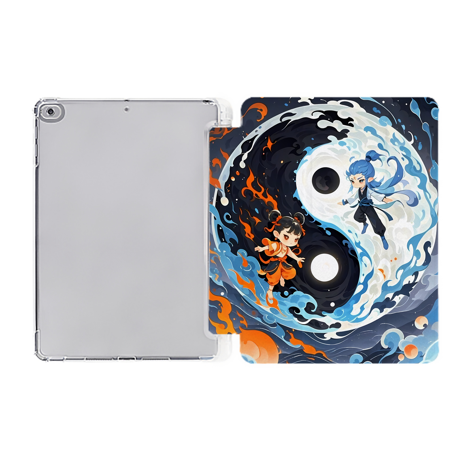 （画像用） Ne Zha 2 ナタ 魔童の大暴れ IPad ケース ペン収納付き 三つ折りスタンド PUレザー×シリコン 対応機種9.5/10.5/10.9インチ